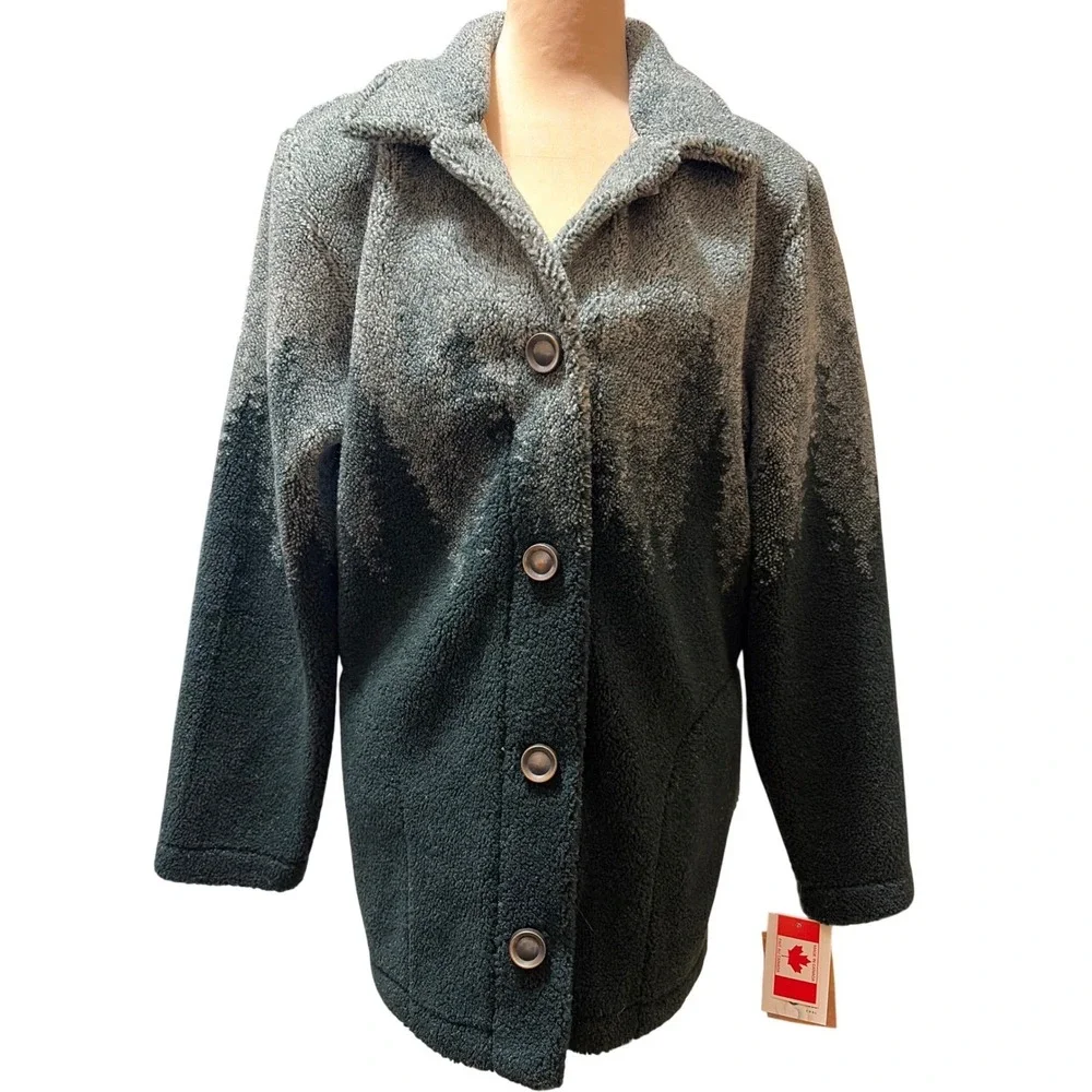 NWT Vtg County Clothing Co Green Sherpa Fleece Forest Jacket Women's M Cabin